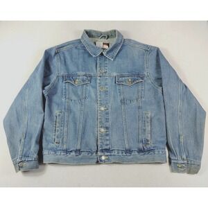 Vintage Wrangler Hero Jacket Mens XL Blue Denim Bomber Trucker Western Workwear